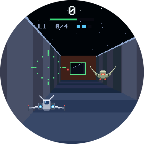Starfall: a fighter in a trench, a raider in the sight, a blast gate ahead